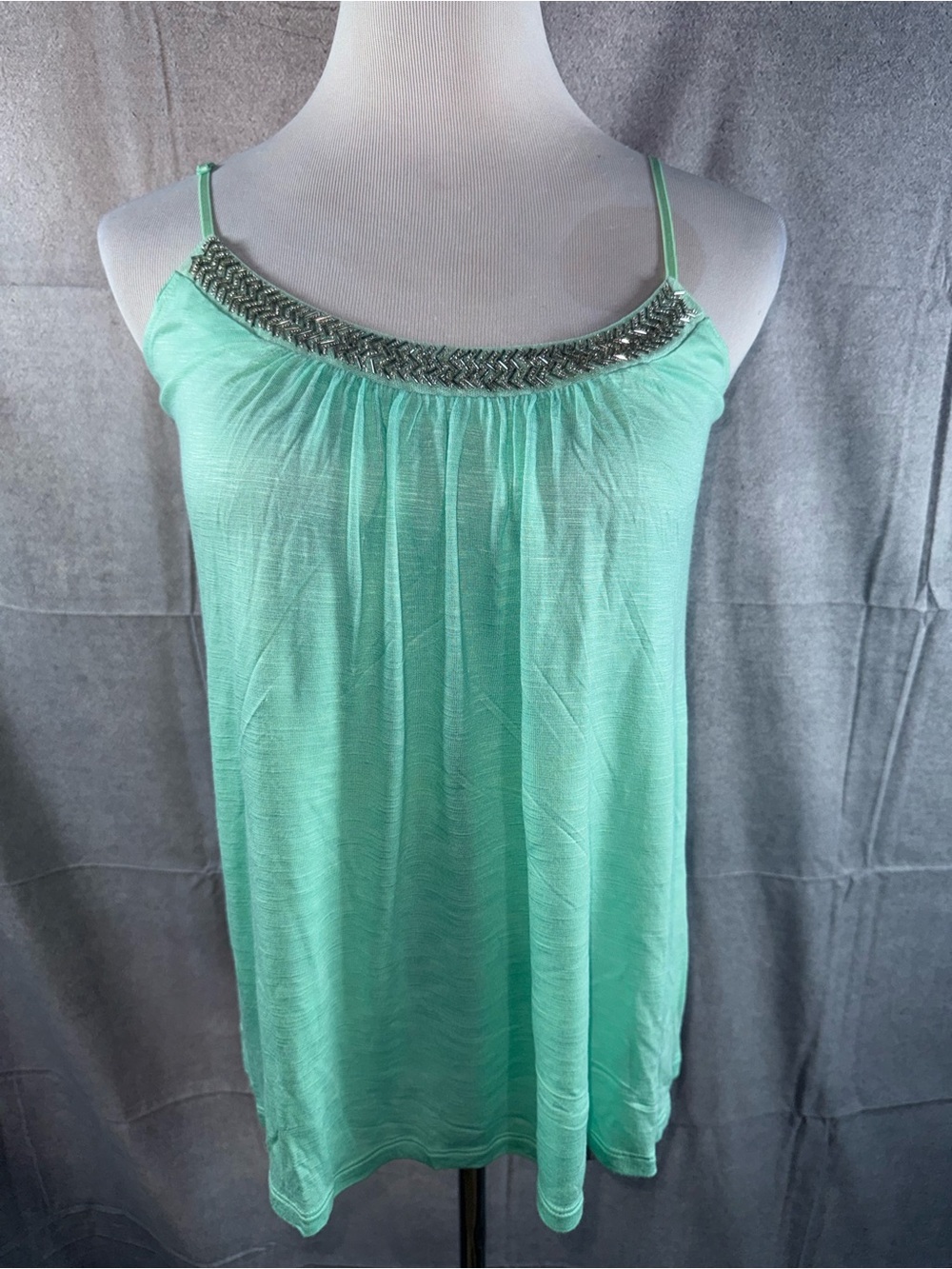 2429-Candie's Mint Green Beaded Spaghetti Strap Camisole